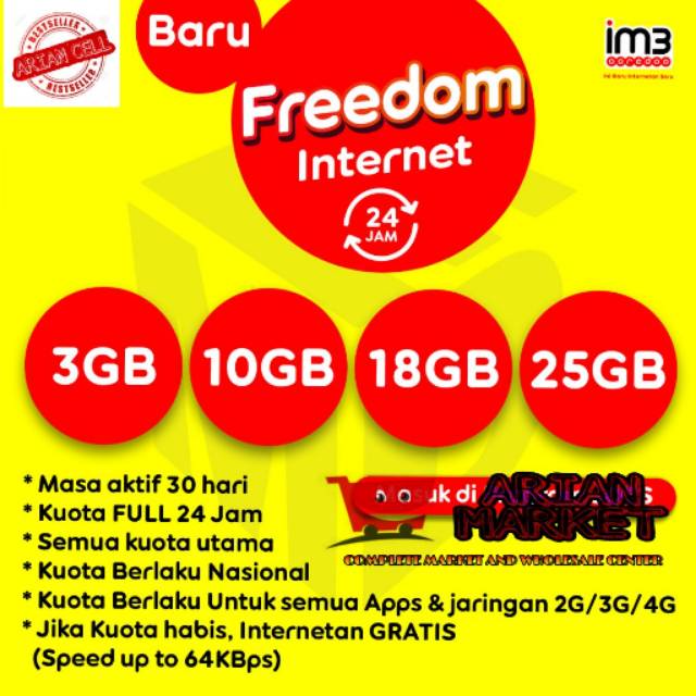 Isi Ulang Indosat Freedom Internet 24 Jam 2gb 4gb 10gb 18gb 25gb Paket Internet Data M3 Mentari Shopee Indonesia