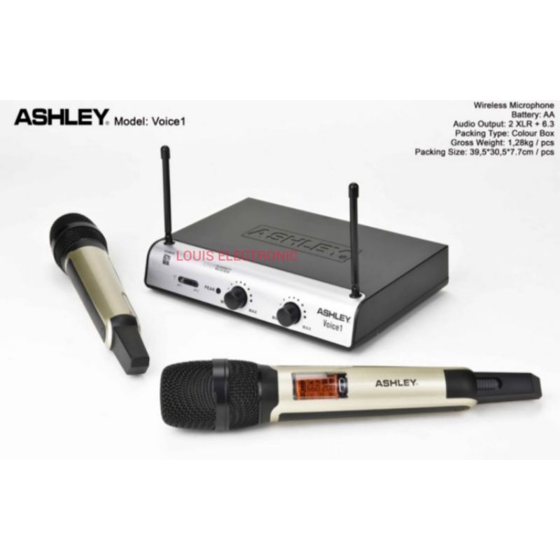 Mic Microphone Wireless Ashley Voice 1 PP Original ( 2 Mic Handle )