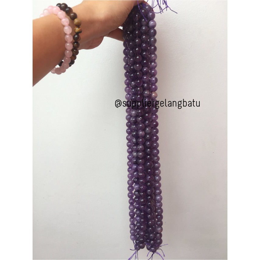 bahan batu kecubung susu 12mm amethyst kalimantan martapura original ungu violet bahan fashion craft