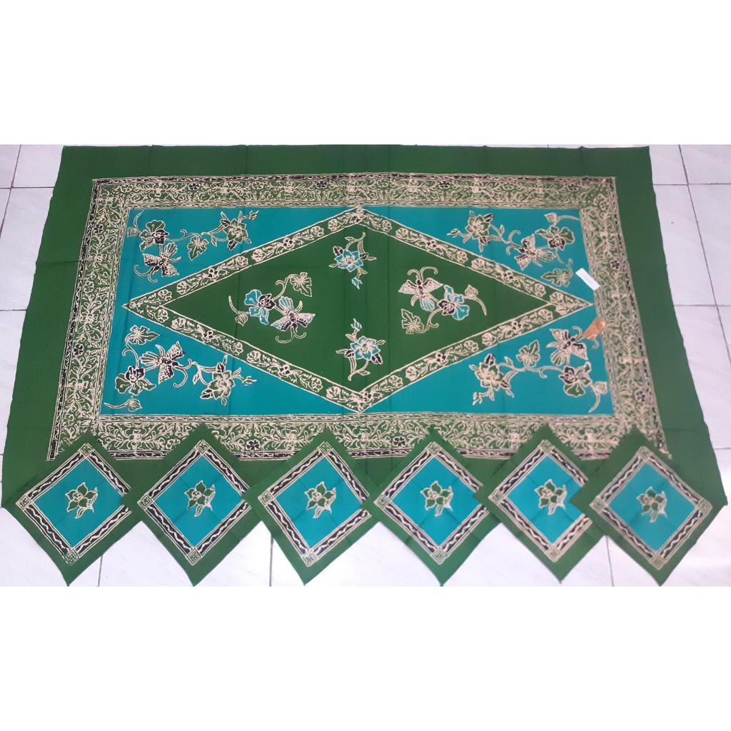 TAPLAK MEJA MAKAN BATIK CAP || 6 KURSI MEWAH/6 SAPU TANGAN ||