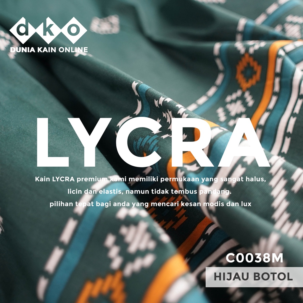 DKO Kain LYCRA Premium Cotton Stretch Warna Hijau Botol