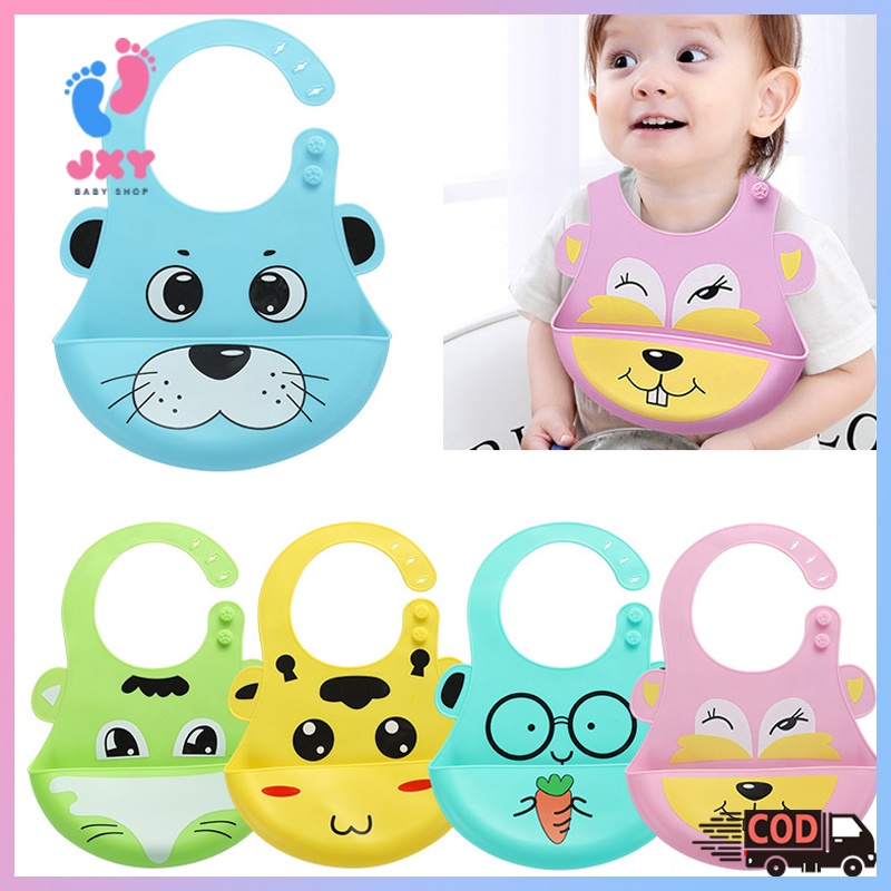 Baby Feeding Apron Full Silicone/Bayi silikon bib/Kartun bayi silikon bib/Celemek Bayi  L297