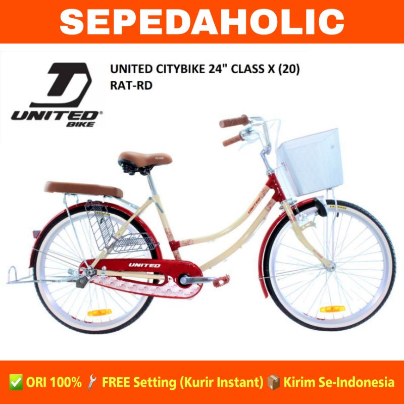 [EKA JAAYA SEPEDA] Sepeda Mini Keranjang Perempuan UNITED CLASS X 20 24 26 Inch Untuk Dewasa Garansi