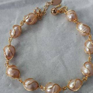 Gelang lapis emas mutiara asli gelang model paloma Gelang lapis emas mutiara asli gelang model paloma