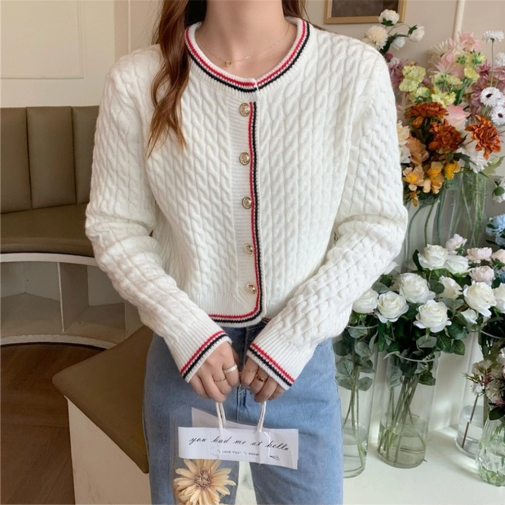 Oline Knit Crop Cardigan Import TM 18150-5