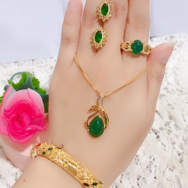 promo set giok asli angsa gelang giok lapis emas