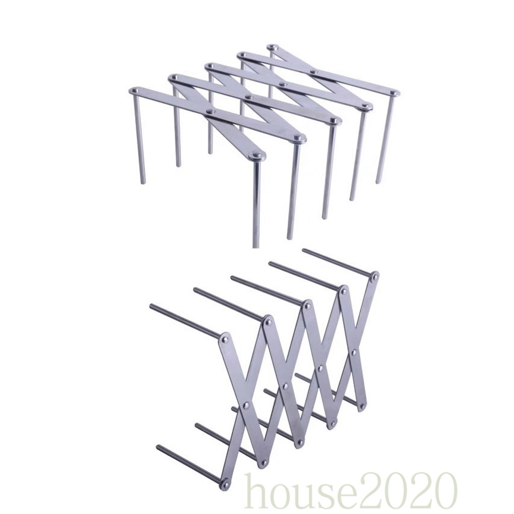 [house2020]Extendable Pot Lid Holders Multipurpose Steamer Rack Flexible Plate Organizer Stainless Steel Adjustable Tray Holder