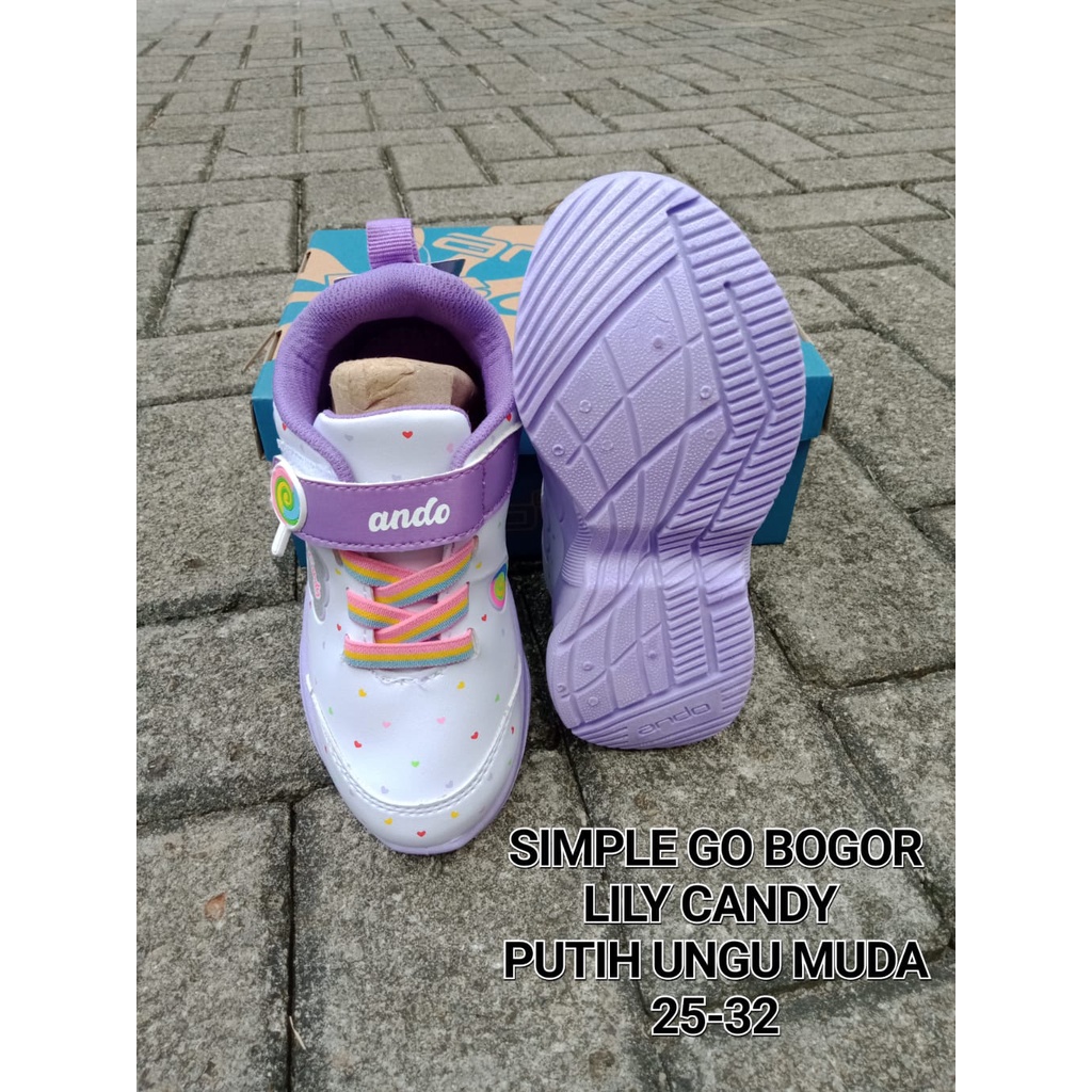 SEPATU ANAK PEREMPUAN TK SD SNEAKERS ANDO VELCRO LILY CANDY AND SMALL BES 25-32