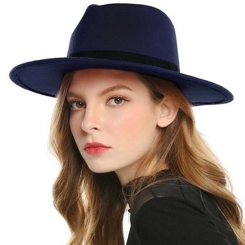 Jual TOPI FEDORA BLUDRU LAKEN ORIGINAL DAUN LEBAR WARNA BIRU NAVY FEDORA HAT PANAMA HAT NAVY