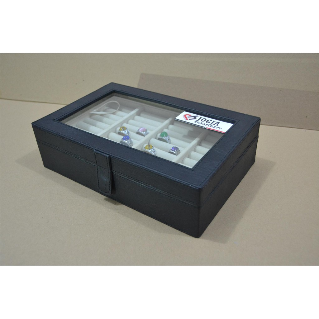 Exclusive Black Red Universal Ring Box Organizer - Kotak Tempat Cincin