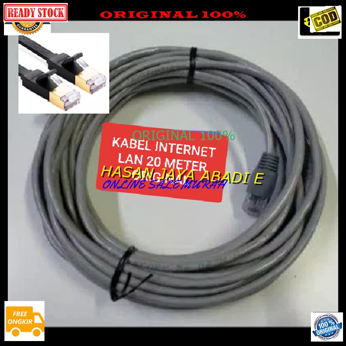 G300 Kabel lan rj45 20 meter UTP Scable konektor wifi internet PLUG boot komputer jaringan computer switch router modem original G300   Siap langsung pakai 20 meter  Kabel LAN dengan Kepala Konektor + PLUG BOOT yang sudah terpasang, Praktis dan T