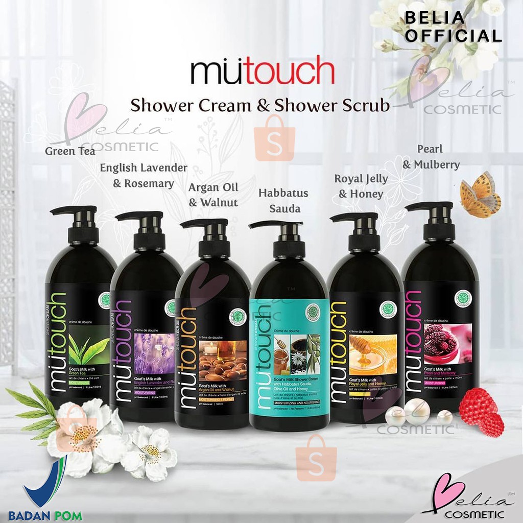 ❤ BELIA ❤  MuTouch Goat's Milk Shower Cream 450ml / 800ml / 1000ml Shower Scrub 940ml (✔️BPOM)