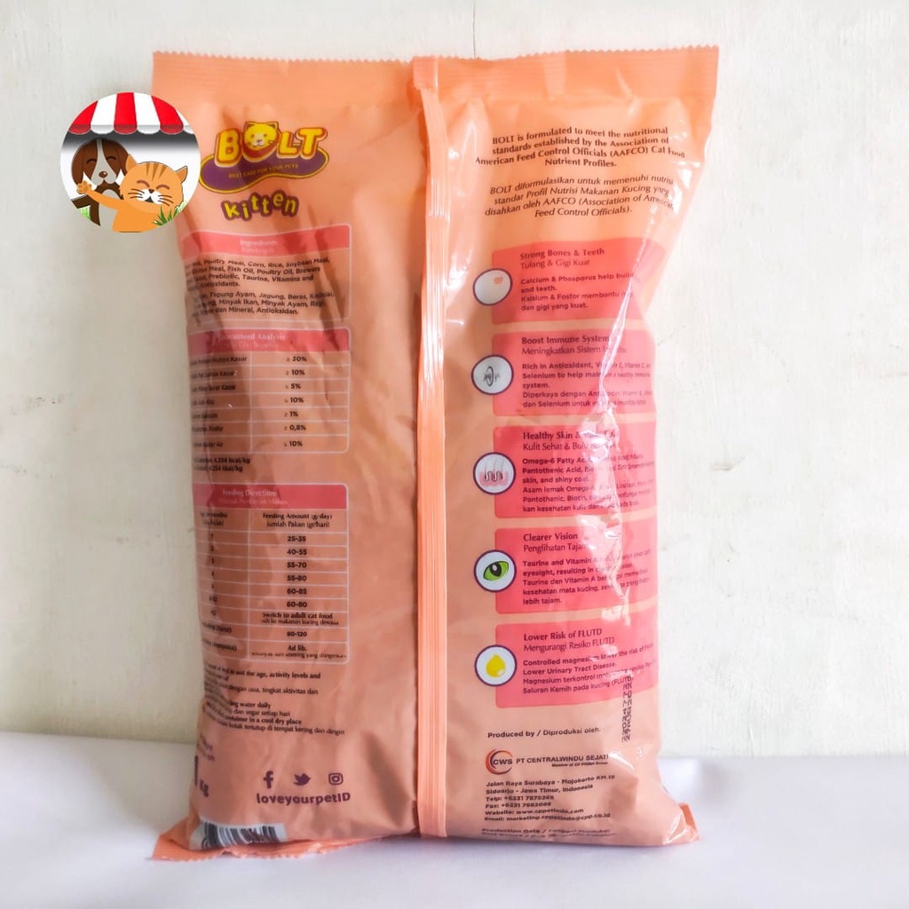 Bolt Kitten Salmon 1Kg - Makanan Anak Kucing - Cat Food