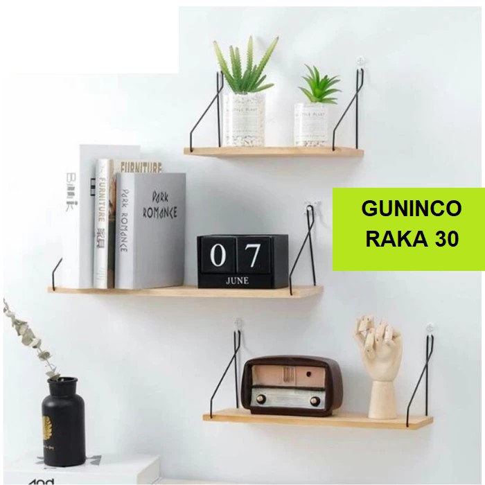 Jual Guninco Raka Rak Dinding Tempel Kayu Besi Hanging Shopee Indonesia