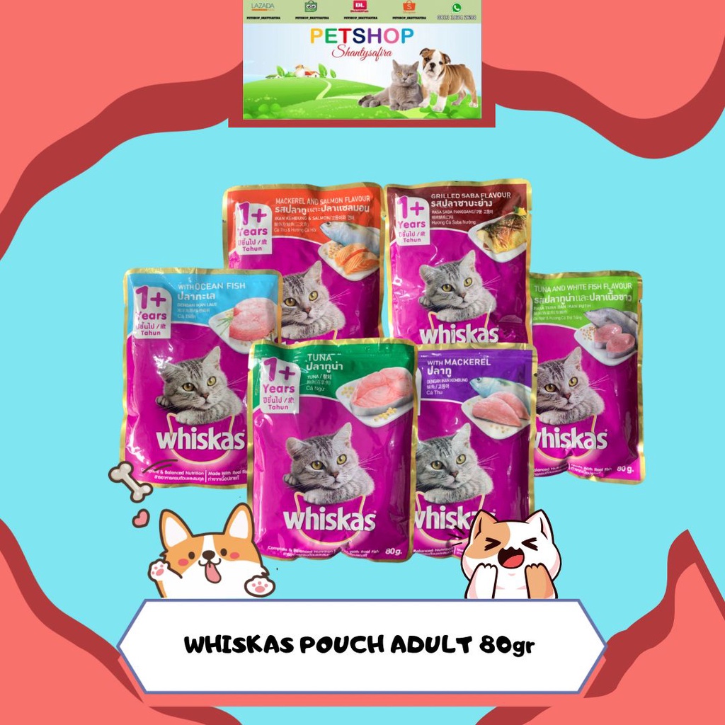 MAKANAN KUCING WHISKAS ADULT POUCH 80GR 80 GR WET FOOD