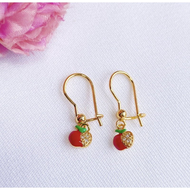 Anting Bayi / Anak Red Apple Lapis Emas 18k