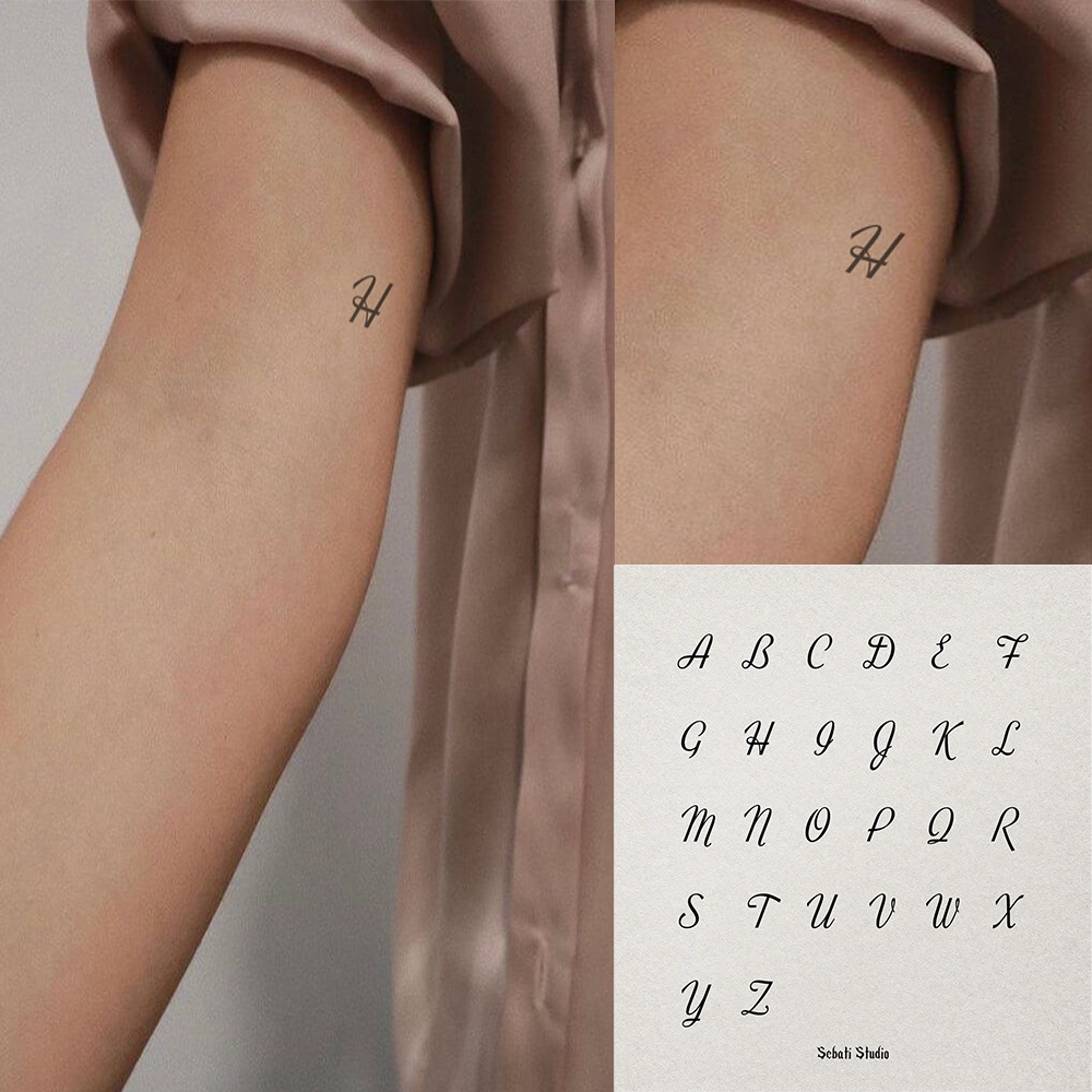 Tato Temporer Huruf Inisial  Waterproof | Tattoo Temporary Initials Part 8 Sebati Studio