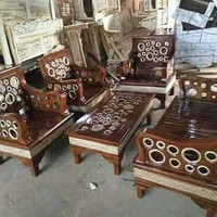 kursi tamu minimalis donat variasi warna marmer kayu jati