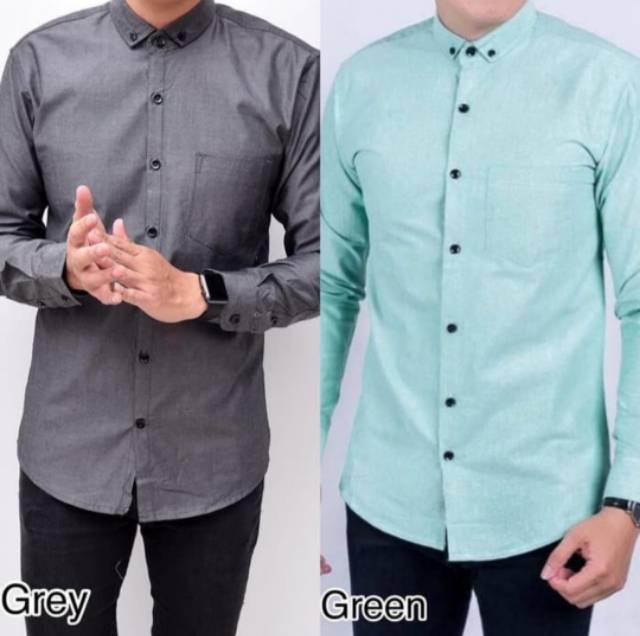 Kemeja Panjang Pria Atasan Kemeja Kasual Kemeja Pria Casual Polos Lengan Panjang Oxford Slimfit