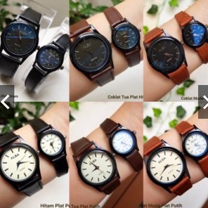 Cod Bayar Tujuan Jam Tangan Pria / Wanita Couple Alba Kulit Balok Case Black