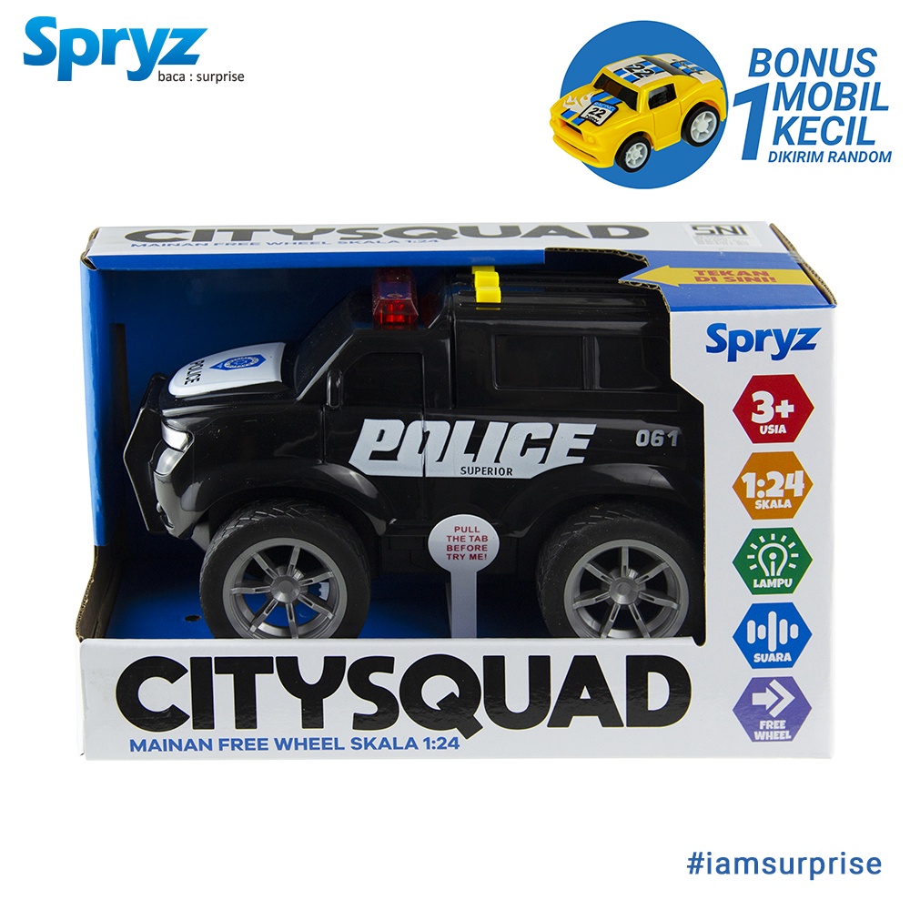 Spryz Citysquad BARU 1:24 Mobil Ambulan-Pemadam-Polisi-SWAT-Bis Sekolah-Bis Kota-Helikopter