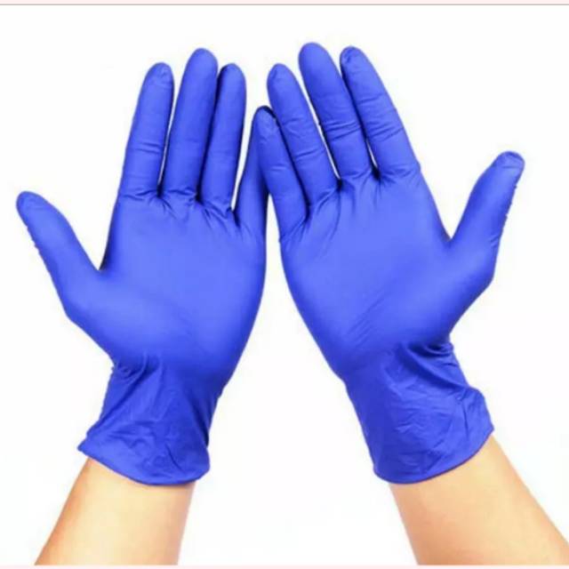 10 Pcs Sarung Tangan Karet  / Nitril Gloves, pelindung dr virus bakteri bs touch screen HP