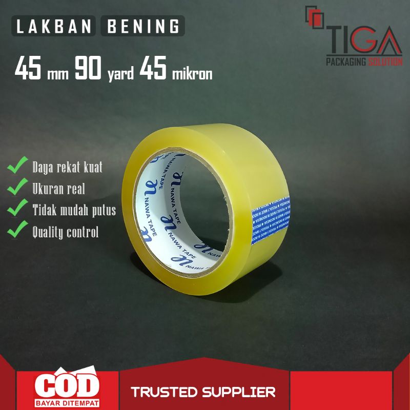 

Murah/Lakban/Isolasi Bening/2 Inch 90 Yard Full/Daya Rekat Kuat/1 Kg Muat 6 Pcs