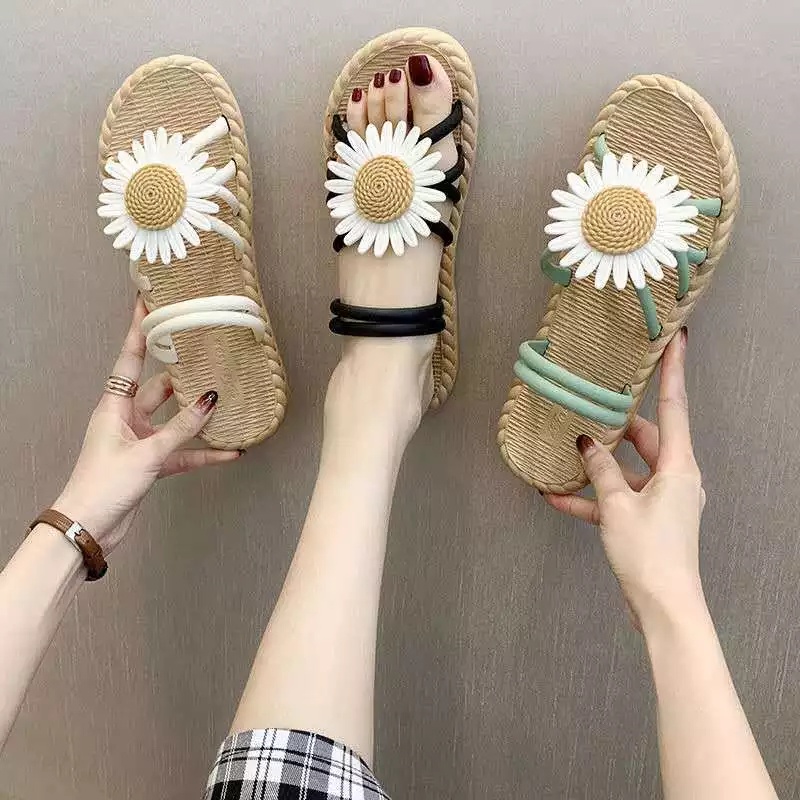 Sandal Flat Tali Jelly Bunga Daisy Sandal Women Import Real Pict ForeverYoung