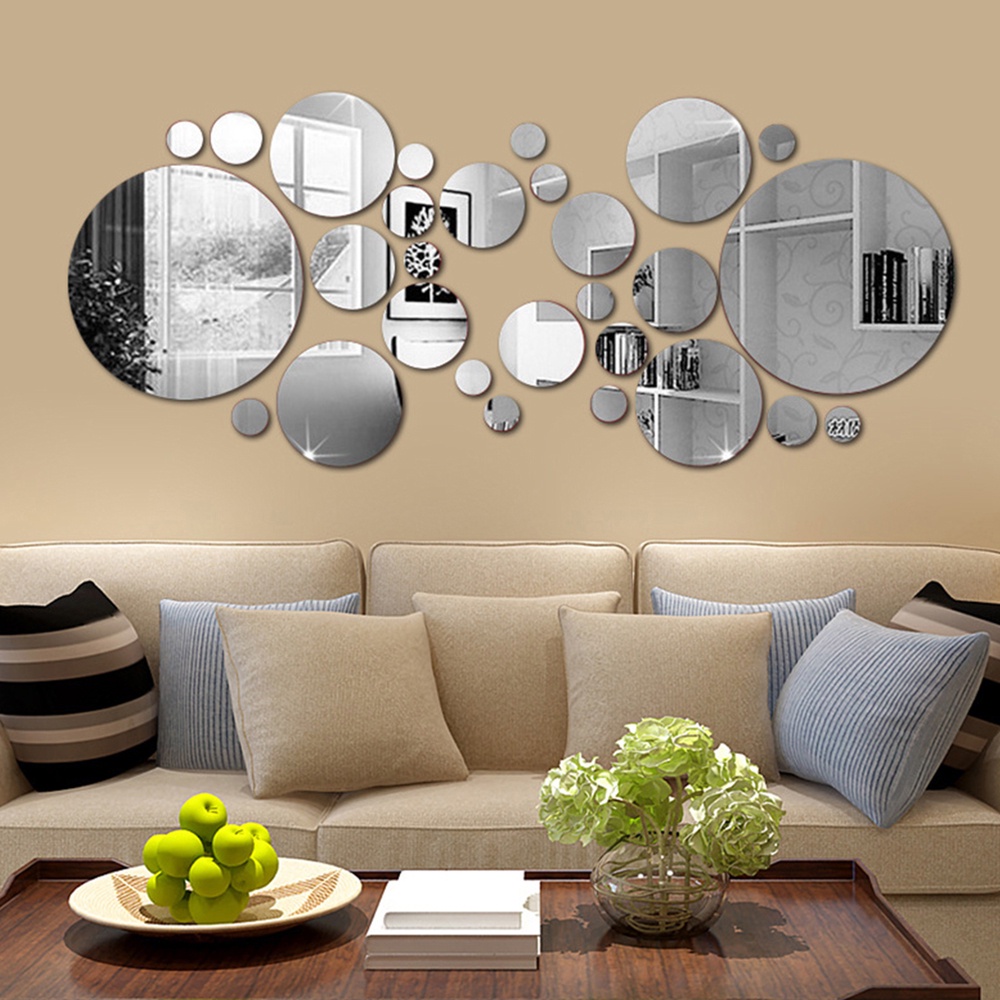 [28Pcs/Set 3D Mirror Wall Sticker] [DIY Wall Stickers for TV Background Living Room Home Bathroom Decoration]