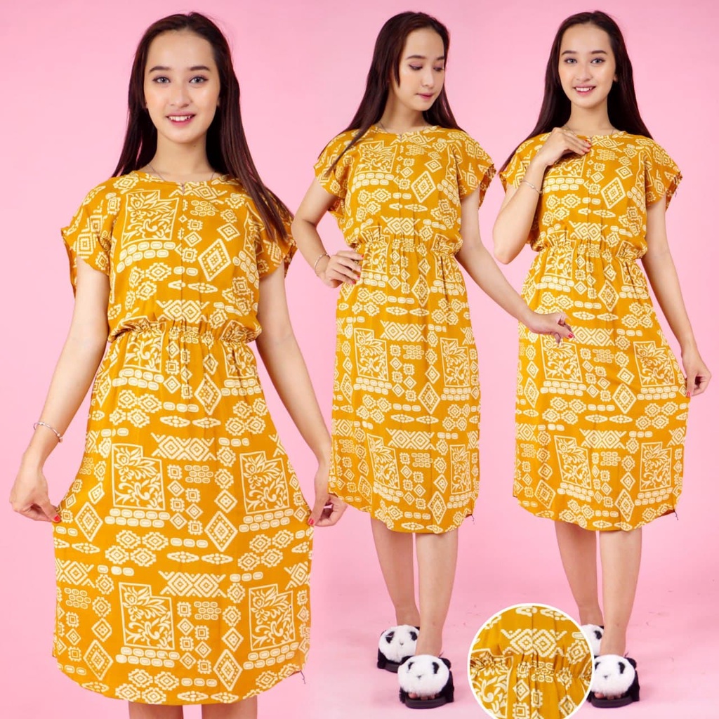 DASTER MANOHARA SANTUNG PAKAIAN BAJU TIDUR MURAH KEKINIAN BATIKWARNA-mhs Songket Kuning