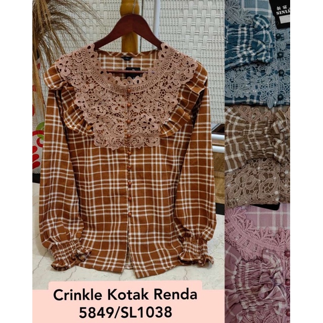 Atasan Renda Wanita Crinkle Import