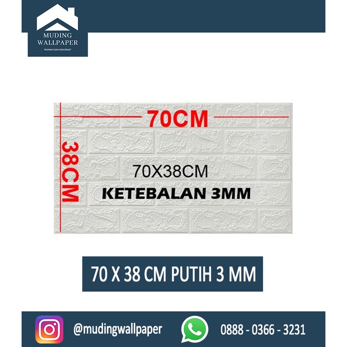 Wallpaper Bata Putih 3D Foam 77 x 70 cm-70x38 cm Bata Putih