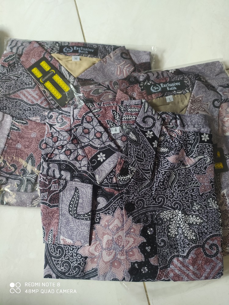 Batik Couple Ayah Dan Anak Lapis Furing Bahan Katun Halus Primisima 40s Warna Ungu