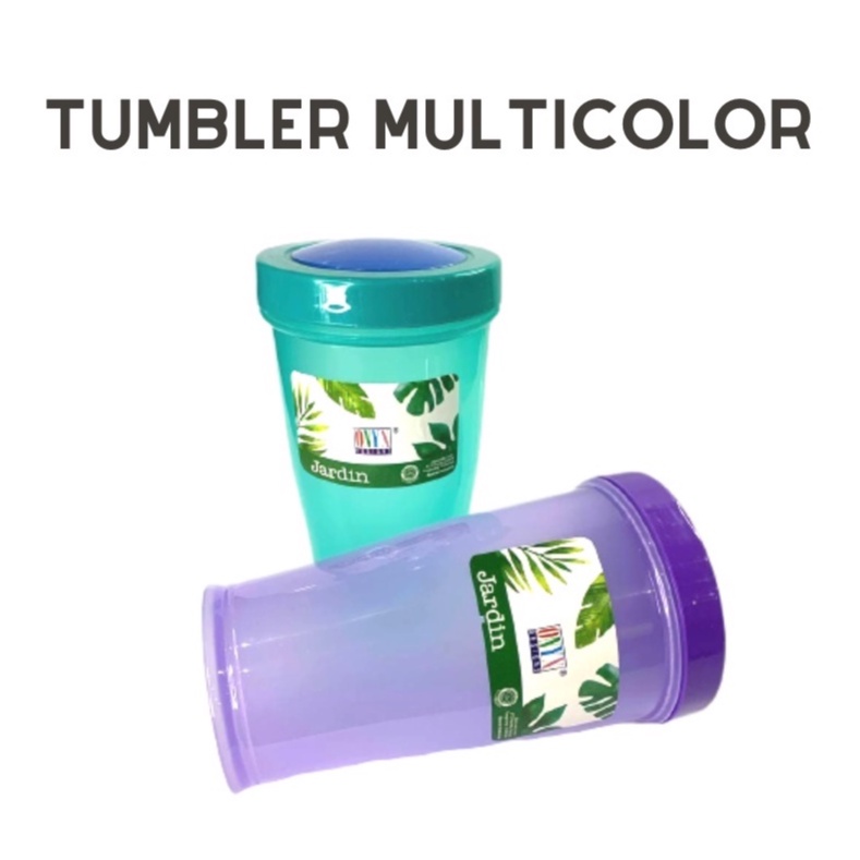 Tumbler Multicolor  + Tutup Plastik Tebal 560 ml / Botol Minum - Cover Multicolor - Tempat Minum Anti Pecah