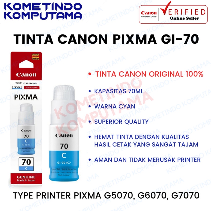 GI-70 CYAN 70ml Tinta Botol Canon Pixma Original GI70 BIRU 100% ORIGINAL