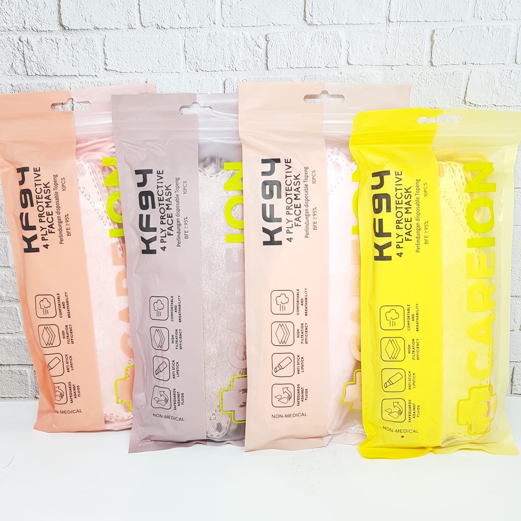 MASKER KF94 CAREION WARNA ISI 10 || MASKER KOREA PREMIUM MURAH || MASKER KF94 C CARE