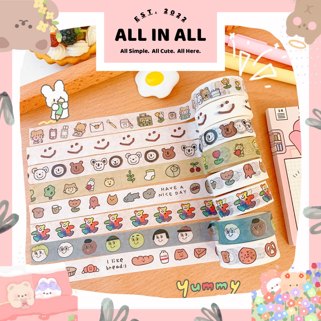 

❤️ALL IN ALL❤️1PC CUTE WASHI TAPE DECOR MASKING TAPE DIY SCRAPBOOK JOURNAL | KOREAN PAPER AND TAPE