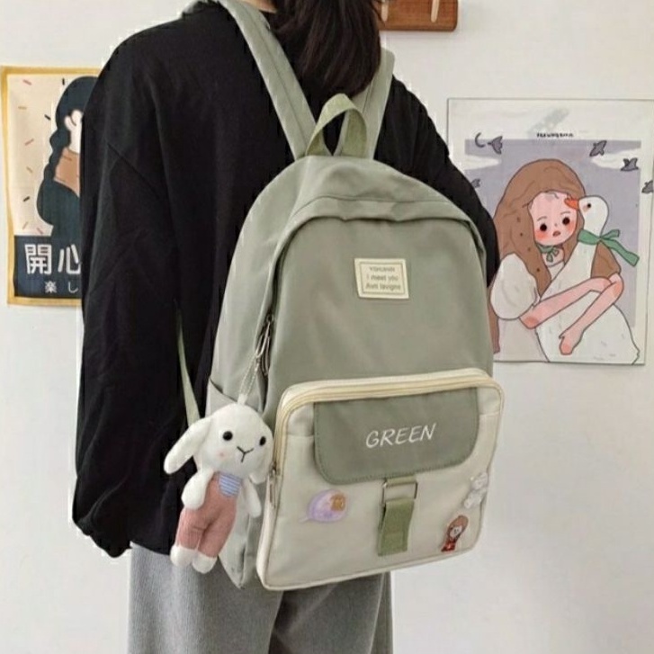 MOEZHA TAS _11.11 BIG SALE TAS SEKOLAH REMAJA PEREMPUAN SD SMP SMA SMK FASHION KOREA TAS ANAK SMP SMK KOREA BLACK ARMY