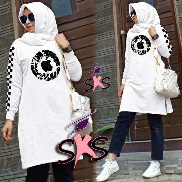 Tunik Baju Tunik Atasan Wanita - Tunik Jumbo Motif Apple - Baju Blouse Tunik Muslimah Kekinian