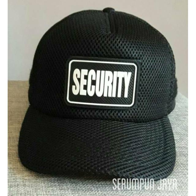 TOPI SECURITY - TOPI SECURITY JARING DOBEL MESH VELCRO + PATCH TULISAN SECURITY