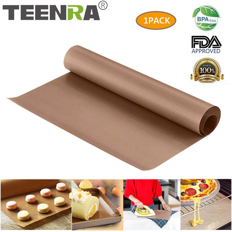 TEENRA Alas Masak Non-stick Reusable Cake Oven Baking Tray Mat TW294 COKLAT