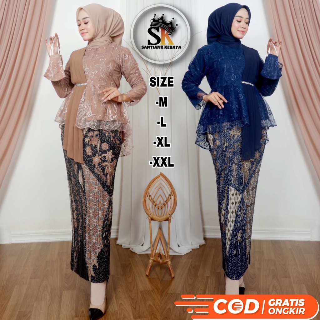 Set Kebaya Modern Baju Kondangan Kebaya Brokat Stelan Kebaya Wisuda Terbaru Kebaya Selendang By Santiank Kebaya