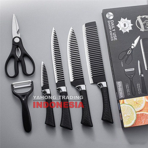 Pisau Dapur Lengkap 6pcs Kitchen Knife Set 6 pcs in 1