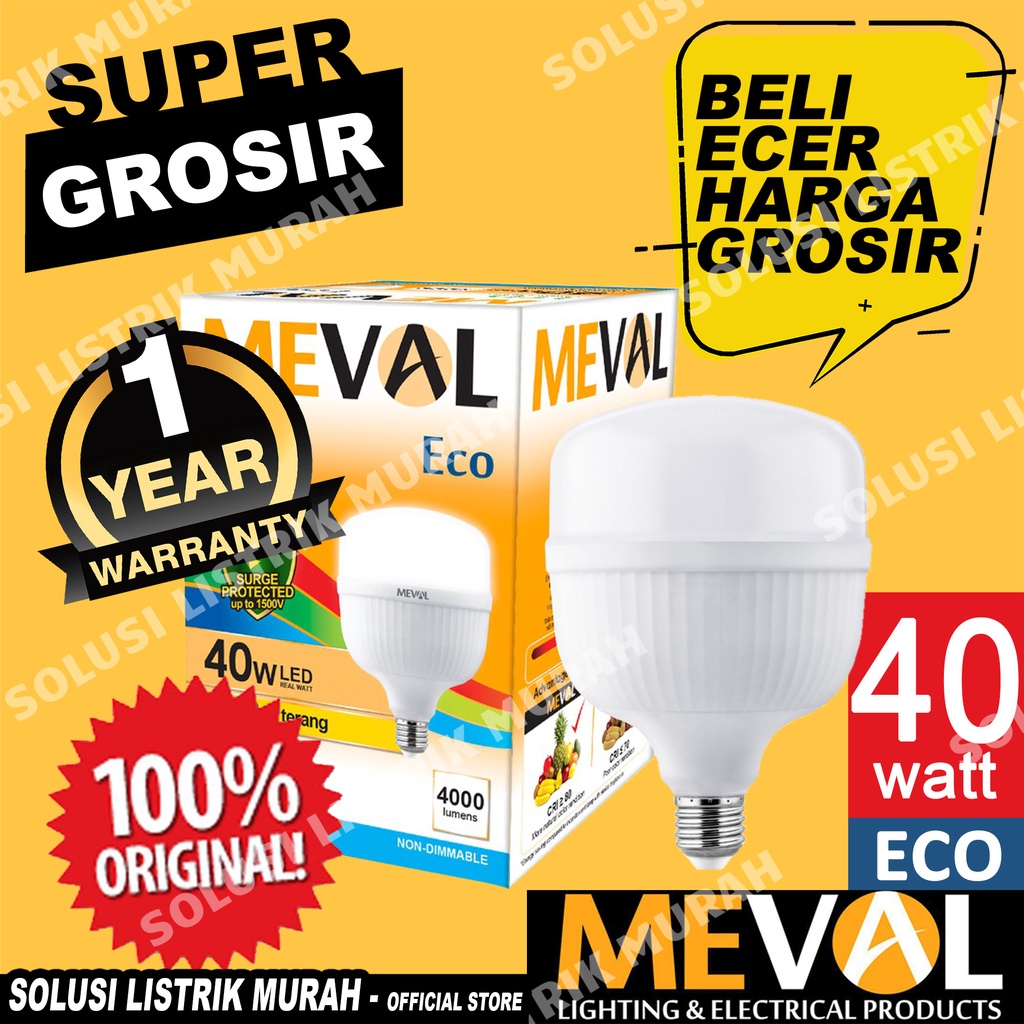 MEVAL Eco Lampu LED Kapsul 40W Putih