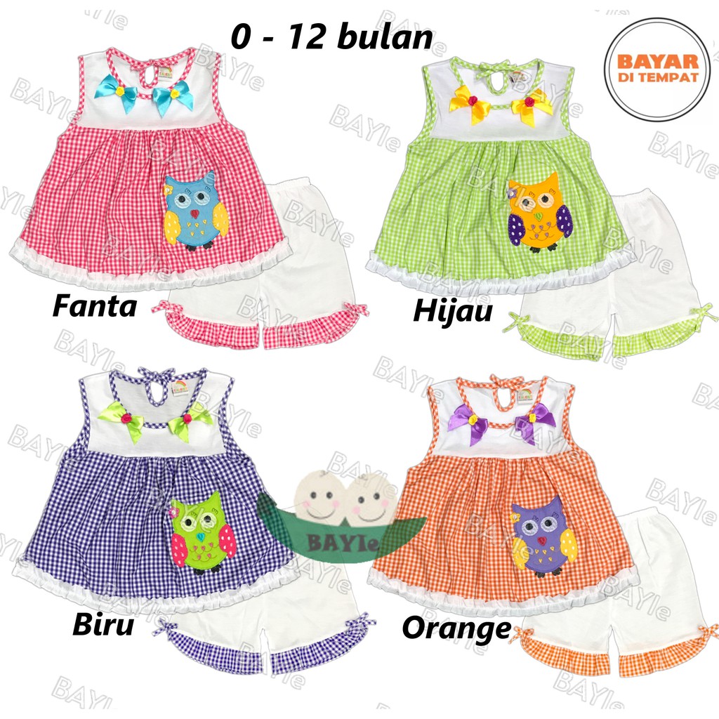 BAYIe - Baju bayi/Anak Perempuan Dress motif OWL TALENT usia 0 -12 bulan / Pakaian anak Cewek