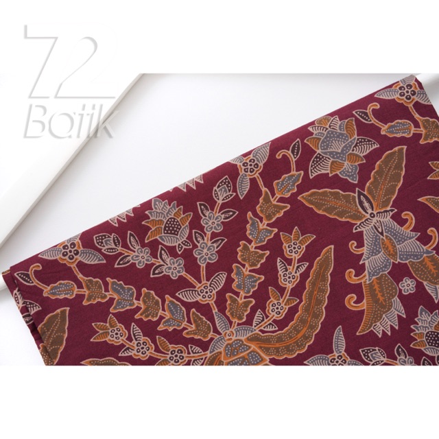 JARIK BATIK Premium Bahan Katun Motif Kembang Warna Merah Maroon Marun Maron 722416 Cap 72 Kain Jari