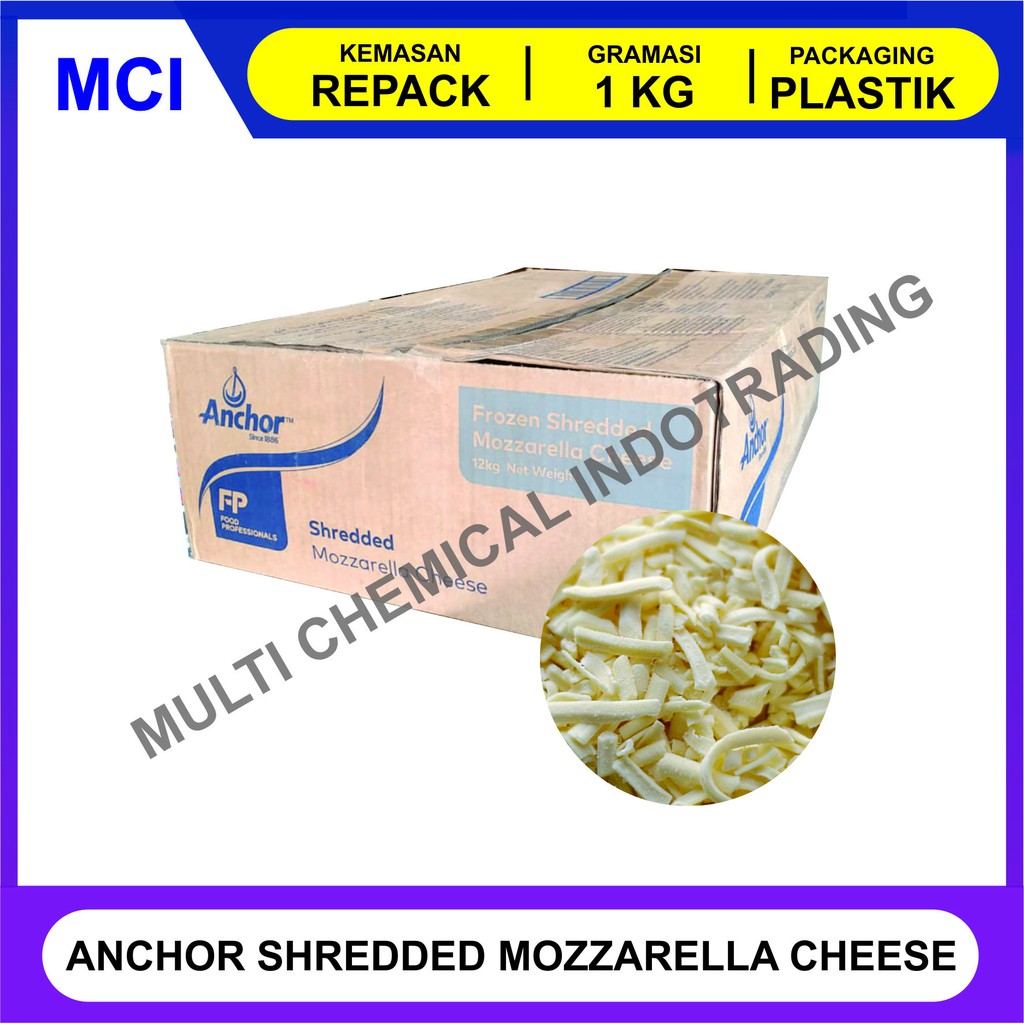 Jual ANCHOR SHREDDED MOZZARELLA CHEESE REPACK 1 KG / KEJU MOZARELLA