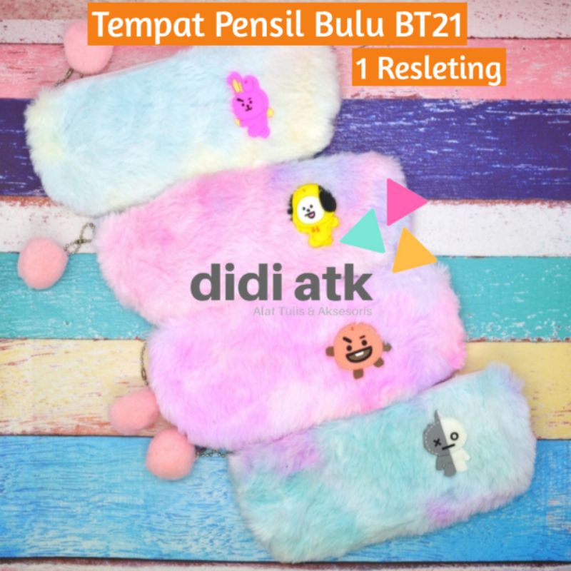 

Tempat Pensil Bulu BT21 / Pencil Case BTS / Wadah Alat Tulis