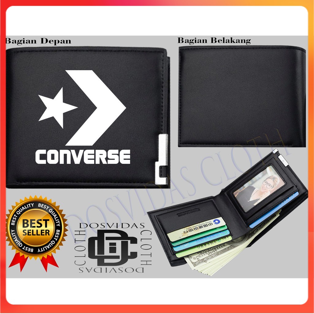 Dompet Pria Lipat CONVERSE Dompet Kulit Men Fashion Letter Wallet KEREN COD