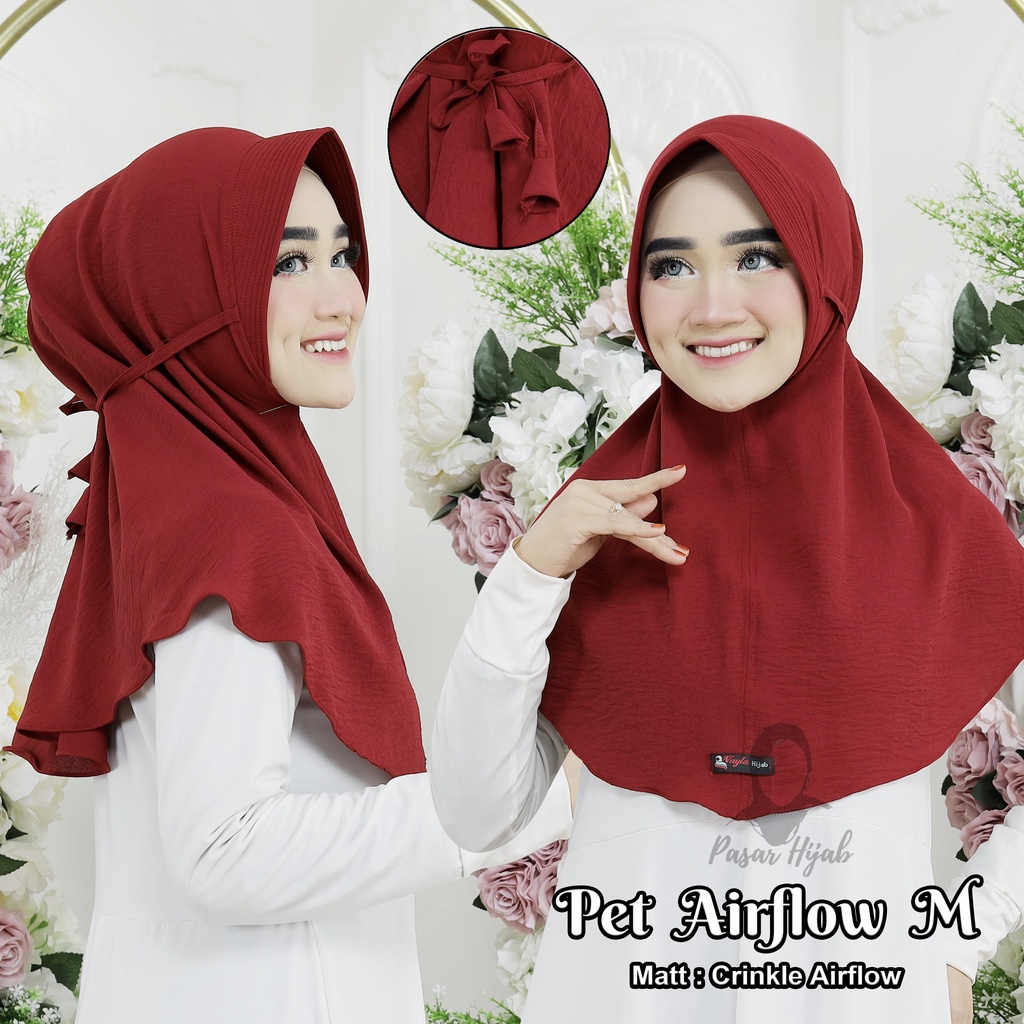 BERGO MARYAM TALI AIRFLOW PET SIZE M HIJAB INSTAN TALI CRINKLE AIRFLOW PASAR HIJA'B